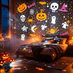LED Projector Light Ghost Pumpkin Skull Skeleton Projection USB Powered Halloween Party Atmosphere Decor Light Ceiling Home Gift