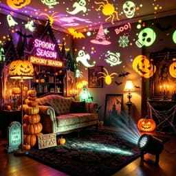 LED Projector Light Ghost Pumpkin Skull Skeleton Projection USB Powered Halloween Party Atmosphere Decor Light Ceiling Home Gift