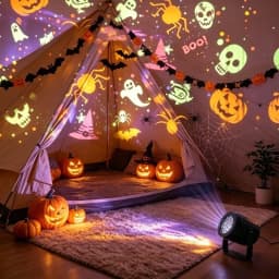 LED Projector Light Ghost Pumpkin Skull Skeleton Projection USB Powered Halloween Party Atmosphere Decor Light Ceiling Home Gift