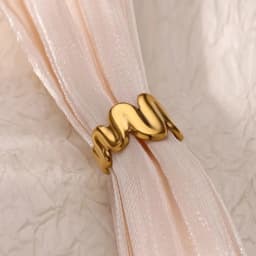 Stainless Steel Wave Rings for Women Gold Color Geometric Heart Rose Flower Wedding Ring Aesthetic Fashion Waterproof Jewelry