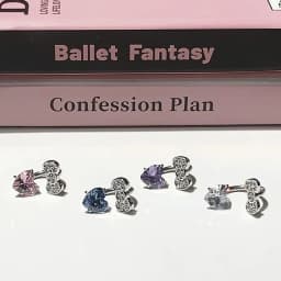 Cute Bowknot Love Heart 316L Titanium Steel Annular Ear Bone Nail Fashion Delicate Zircon Earring for Women Y2K Punk Jewelry