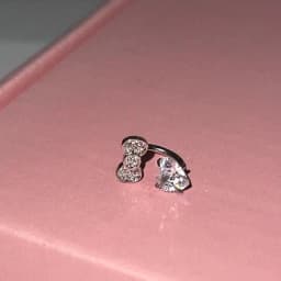Cute Bowknot Love Heart 316L Titanium Steel Annular Ear Bone Nail Fashion Delicate Zircon Earring for Women Y2K Punk Jewelry