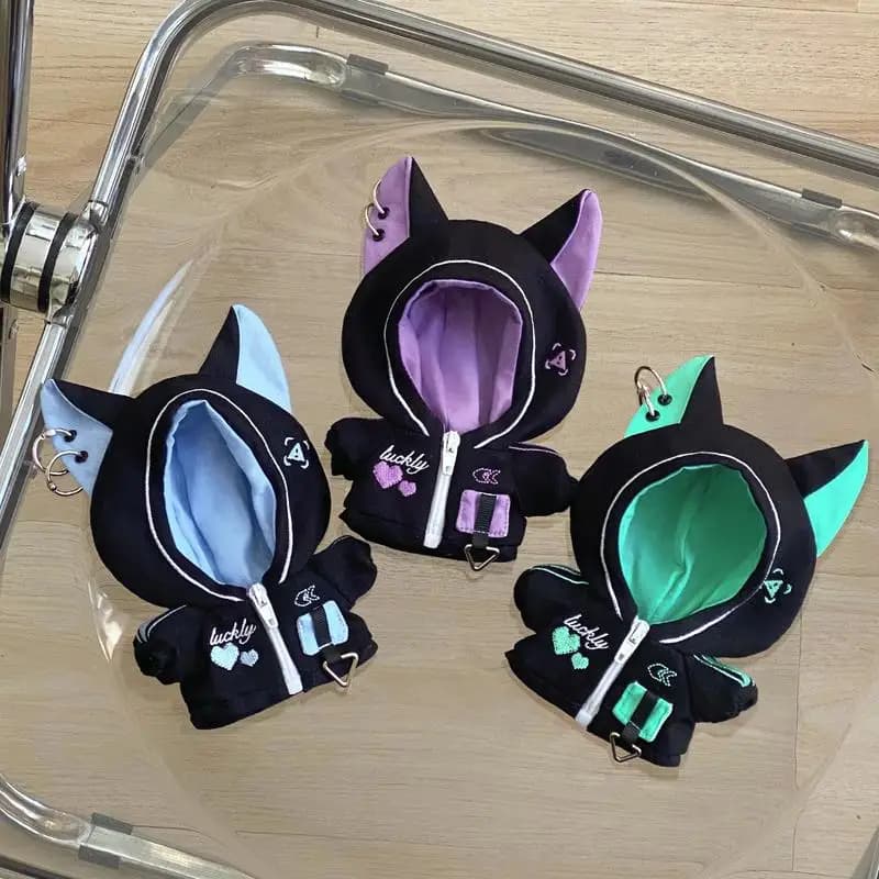 10cm cotton doll cyberpunk series futuristic cute cat jacket can be replaced with cool three-color doll clothes decoration gift