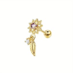 FASACCO 1PC Cartilage Earring Stud for Women Flower Heart Hypoallergenic Stainless Steel Screw Back CZ Earrings Piercing Jewelry