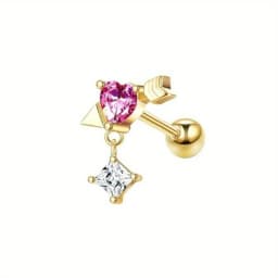 FASACCO 1PC Cartilage Earring Stud for Women Flower Heart Hypoallergenic Stainless Steel Screw Back CZ Earrings Piercing Jewelry