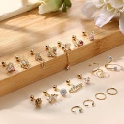 FASACCO 1PC Cartilage Earring Stud for Women Flower Heart Hypoallergenic Stainless Steel Screw Back CZ Earrings Piercing Jewelry
