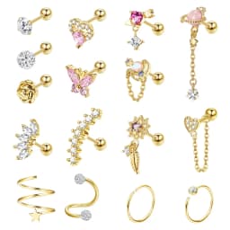 FASACCO 1PC Cartilage Earring Stud for Women Flower Heart Hypoallergenic Stainless Steel Screw Back CZ Earrings Piercing Jewelry