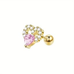 FASACCO 1PC Cartilage Earring Stud for Women Flower Heart Hypoallergenic Stainless Steel Screw Back CZ Earrings Piercing Jewelry