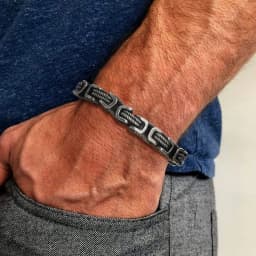Vnox Stainless Steel Byzantine Bracelet for Men, 8mm Wide Vintage Style Bold Square Links Chain Wristband, Father's Day Gift
