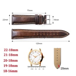 18mm 19mm 20mm 21mm 22mm Universal Vintage Oil Wax Leather Watch Straps Brown Head Layer Watch Band Men Accessories Pin Buckle