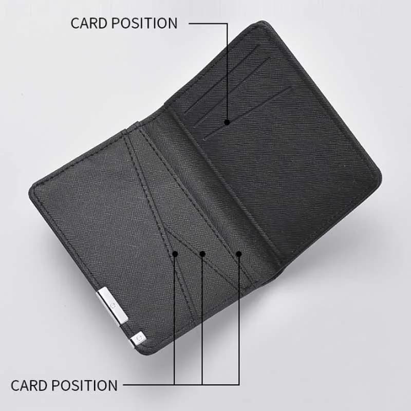 Small Slim Business-Style Wallet - Multiple Card Slots, Credit Card and Driver's License Holder, Geometric In Black Faux Leather