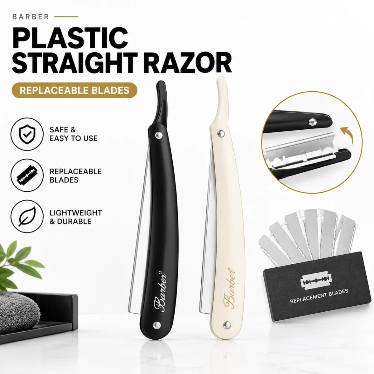 Pro Manual Shaver Straight Edge Stainless Steel Sharp Barber Razor Folding Shaving Beard Cutter Holder Barber Tools