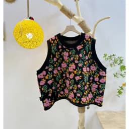 Korean Style Pink Peach Blossom Knitted Vest For Women Fashion Flower Embroidery Sweater Vest O Neck Pullover Knitwear