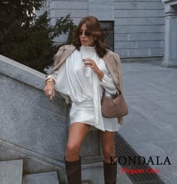 KONDALA Elegant Satin Scarf Collar Party Dress Women's High Street Dating Long Sleeve Mini Dress 2025 Fall Fashion Ladies Dress