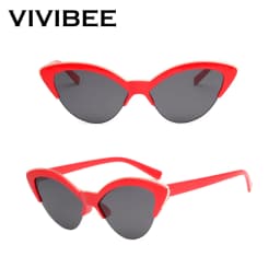VIVIBEE Women Cat Eye Sunglasses Designer Luxury Brand Red Cateye Glasses for Female Vintage UV400 Gradient Ladies Eyewear