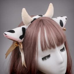 Cartoon Plush Cow Ears Headband With Bells Ribbon Bow Anime Lolita Hair Hoop Kawaii Animal Party Cosplay Headpiece