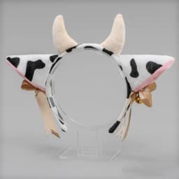 Cartoon Plush Cow Ears Headband With Bells Ribbon Bow Anime Lolita Hair Hoop Kawaii Animal Party Cosplay Headpiece