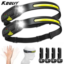 LED COB Induction Headlamp USB Rechargeable Lamp with Built-in Battery 5 Lighting Modes Headlight for Outdoor Camping Fishing