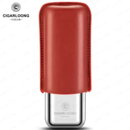 Stainless Steel Cigar Case Humidor Anti-pressure Luxury Cow Leather Cigar Humidor Case Moisturizing Portable Travel Cigar Case