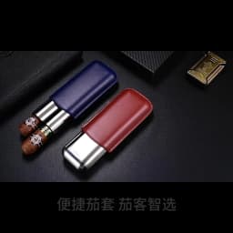 Stainless Steel Cigar Case Humidor Anti-pressure Luxury Cow Leather Cigar Humidor Case Moisturizing Portable Travel Cigar Case
