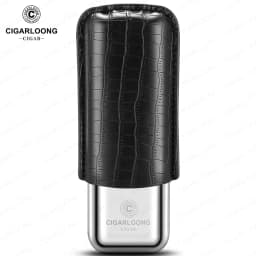 Stainless Steel Cigar Case Humidor Anti-pressure Luxury Cow Leather Cigar Humidor Case Moisturizing Portable Travel Cigar Case