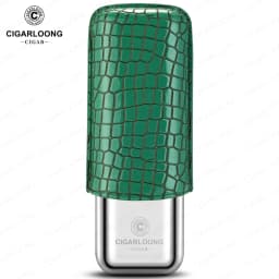 Stainless Steel Cigar Case Humidor Anti-pressure Luxury Cow Leather Cigar Humidor Case Moisturizing Portable Travel Cigar Case