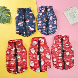 Warm Dog Clothes Autumn Winter Pet Jaket for Small Medium Dogs Cats Cute Santa Claus Print Puppy Outfits Pug Christmas Costume