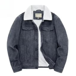 Harajuku Male Cotton Jackets Padded Warm Loose Parka Coat Corduroy Short Jacket Man Solid Fur Collar Windbreaker Winter Fleece