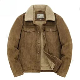 Harajuku Male Cotton Jackets Padded Warm Loose Parka Coat Corduroy Short Jacket Man Solid Fur Collar Windbreaker Winter Fleece