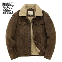 Harajuku Male Cotton Jackets Padded Warm Loose Parka Coat Corduroy Short Jacket Man Solid Fur Collar Windbreaker Winter Fleece
