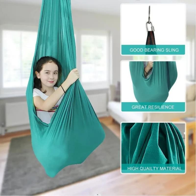 Sensory Swing for Children's Child 150X280CM Home Hammock Hangemock Adjustable Yoga Fitness Tool with Extension Straps Carabiner