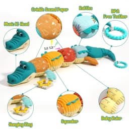 Tummy Time Toys 0-24 Months Baby Musical Stuffed Animal Infant Ruler Design Rattle and Multi-Textures Newborn Toys for Babies
