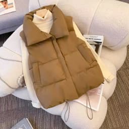 Oversizes Zipper Down Cotton Vest Loose Women Autumn Winter Casual Waistcoat Clothing Sleeveless Solid Color Basics Jacket Top