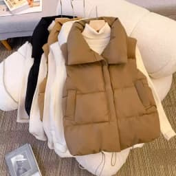Oversizes Zipper Down Cotton Vest Loose Women Autumn Winter Casual Waistcoat Clothing Sleeveless Solid Color Basics Jacket Top