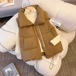Oversizes Zipper Down Cotton Vest Loose Women Autumn Winter Casual Waistcoat Clothing Sleeveless Solid Color Basics Jacket Top