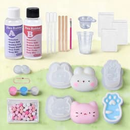 Taba Squishy Kit Handmade Accessories with 50Ml A and 50Ml B Liquid Gel Rabbit Cat Silicone Mold Tools DIY Cute Cartoon Animals