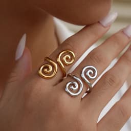 Vintage Metal Irregular Smooth Spiral Ring Set Women's 18k Gold Plated for Everyday Wear, Vacation Travel