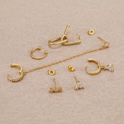 6PCS Stainless Steel Chain Pendant Cubic Zircon Hoop Earrings Set For Women Y2K 14K Gold Plated Huggie Piercing Jewelry aretes