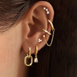 6PCS Stainless Steel Chain Pendant Cubic Zircon Hoop Earrings Set For Women Y2K 14K Gold Plated Huggie Piercing Jewelry aretes