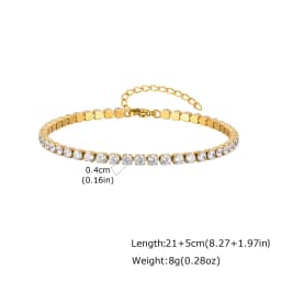 Cubic Zirconia Tennis Anklet for Women Stainless Steel 18K Gold Plated CZ Foot Chain Layering Summer No Tarnish Waterproof