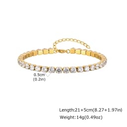 Cubic Zirconia Tennis Anklet for Women Stainless Steel 18K Gold Plated CZ Foot Chain Layering Summer No Tarnish Waterproof