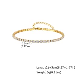 Cubic Zirconia Tennis Anklet for Women Stainless Steel 18K Gold Plated CZ Foot Chain Layering Summer No Tarnish Waterproof