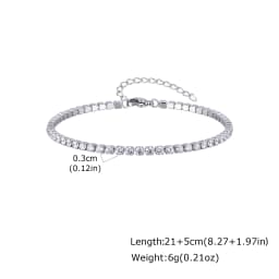 Cubic Zirconia Tennis Anklet for Women Stainless Steel 18K Gold Plated CZ Foot Chain Layering Summer No Tarnish Waterproof