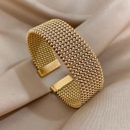 Vintage Golden Stainless Steel Weave Bracelet for Women Men Trendy 5 7 10 14mm Size Chunky Bangle Bracelets Waterproof Jewelry