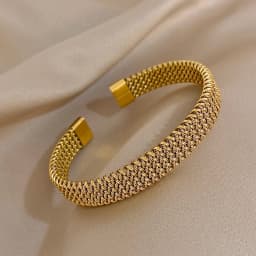 Vintage Golden Stainless Steel Weave Bracelet for Women Men Trendy 5 7 10 14mm Size Chunky Bangle Bracelets Waterproof Jewelry