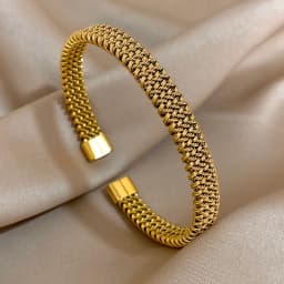 Vintage Golden Stainless Steel Weave Bracelet for Women Men Trendy 5 7 10 14mm Size Chunky Bangle Bracelets Waterproof Jewelry