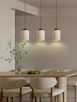 Vintage Restaurant Yellow Travertine Pendant Lamp Bedroom Bedside Cream Wabi-sabi Style Bar Desk Light Flying Saucer Dining LED