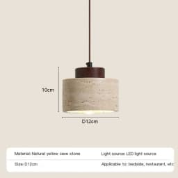 Vintage Restaurant Yellow Travertine Pendant Lamp Bedroom Bedside Cream Wabi-sabi Style Bar Desk Light Flying Saucer Dining LED