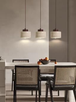 Vintage Restaurant Yellow Travertine Pendant Lamp Bedroom Bedside Cream Wabi-sabi Style Bar Desk Light Flying Saucer Dining LED
