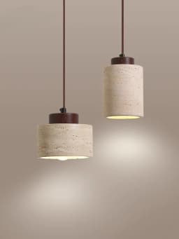 Vintage Restaurant Yellow Travertine Pendant Lamp Bedroom Bedside Cream Wabi-sabi Style Bar Desk Light Flying Saucer Dining LED